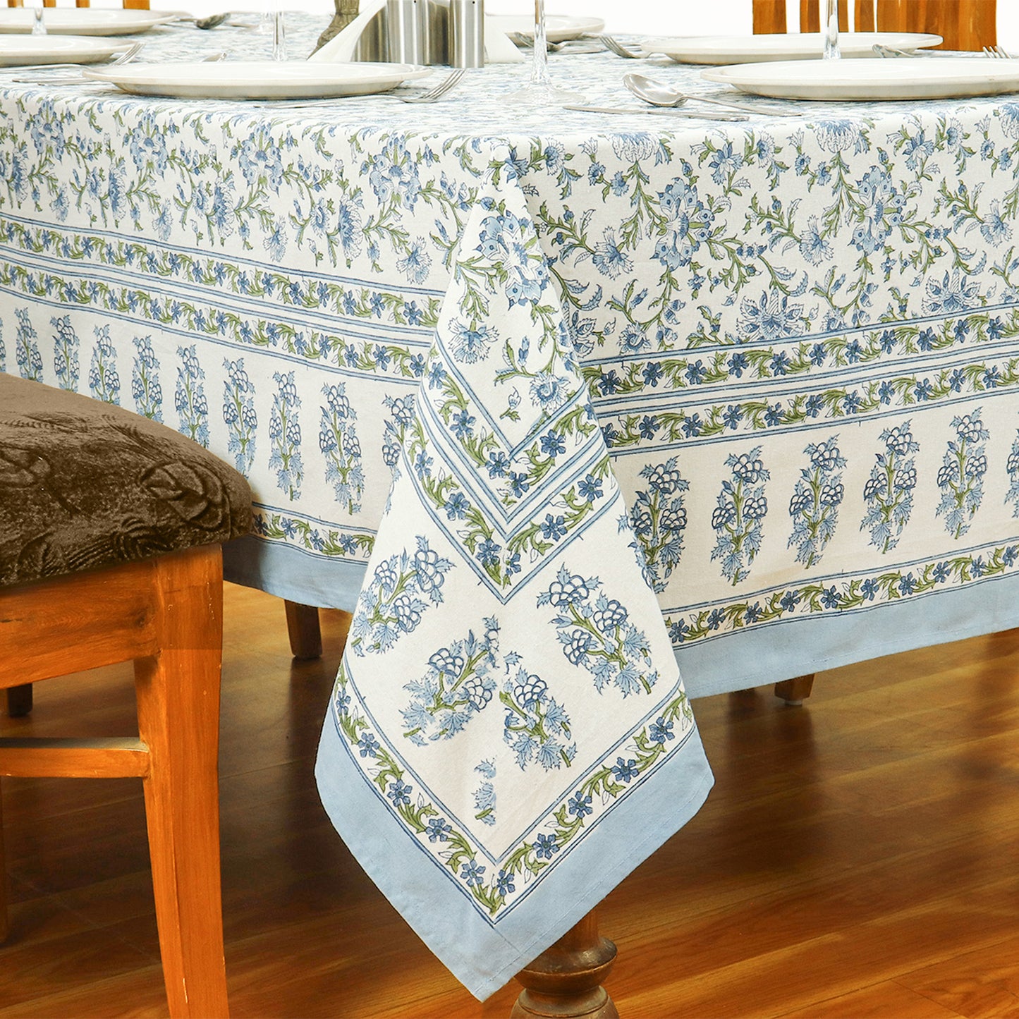 Green With White Handmade Table Cover For Rectangle Dinning Decor - My Store