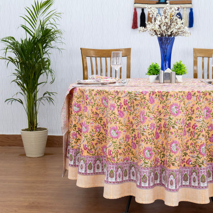 Pink Handmade Block Printed Cotton Tablecloth - My Store