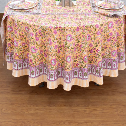 Pink Handmade Block Printed Cotton Tablecloth - My Store