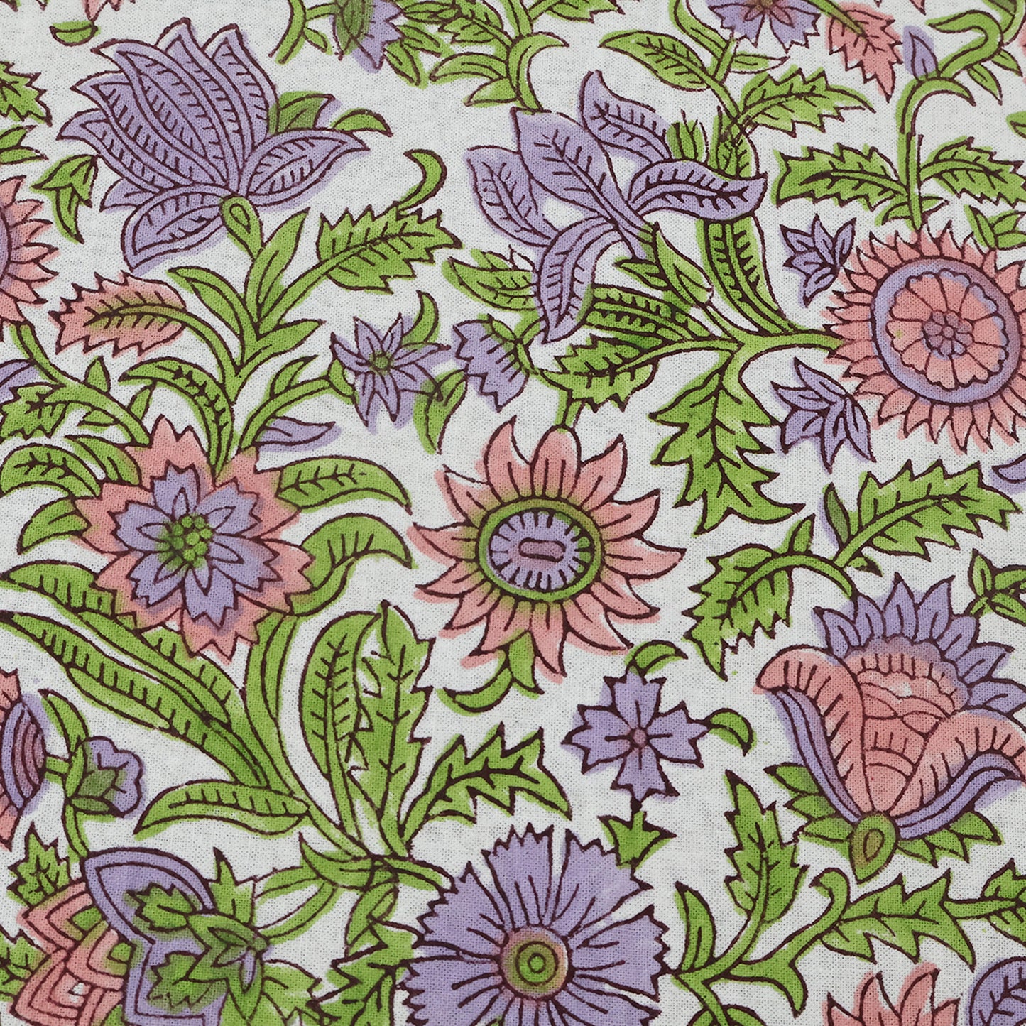 Purple and Green Hand Block Printed Rectangle Table Cover, Dinning Tablecloth - My Store