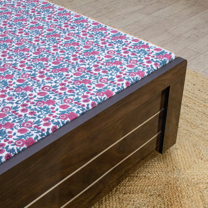 Cotton Bedsheet – Hand Block Floral Print – Pink and Yellow – King, Queen, Twin Sizes - My Store