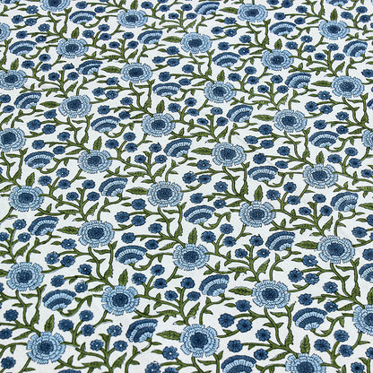 Blue & White Block Printed Tablecloth For Rectangle Table - My Store