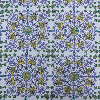 Indian Handmade Block Printed Purple and Green Floral Pattern Cotton Bed sheet For living Room, Kids Room - My Store