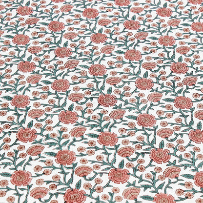 Block Printed Pink and White Table Cover For Dinning Decor - My Store