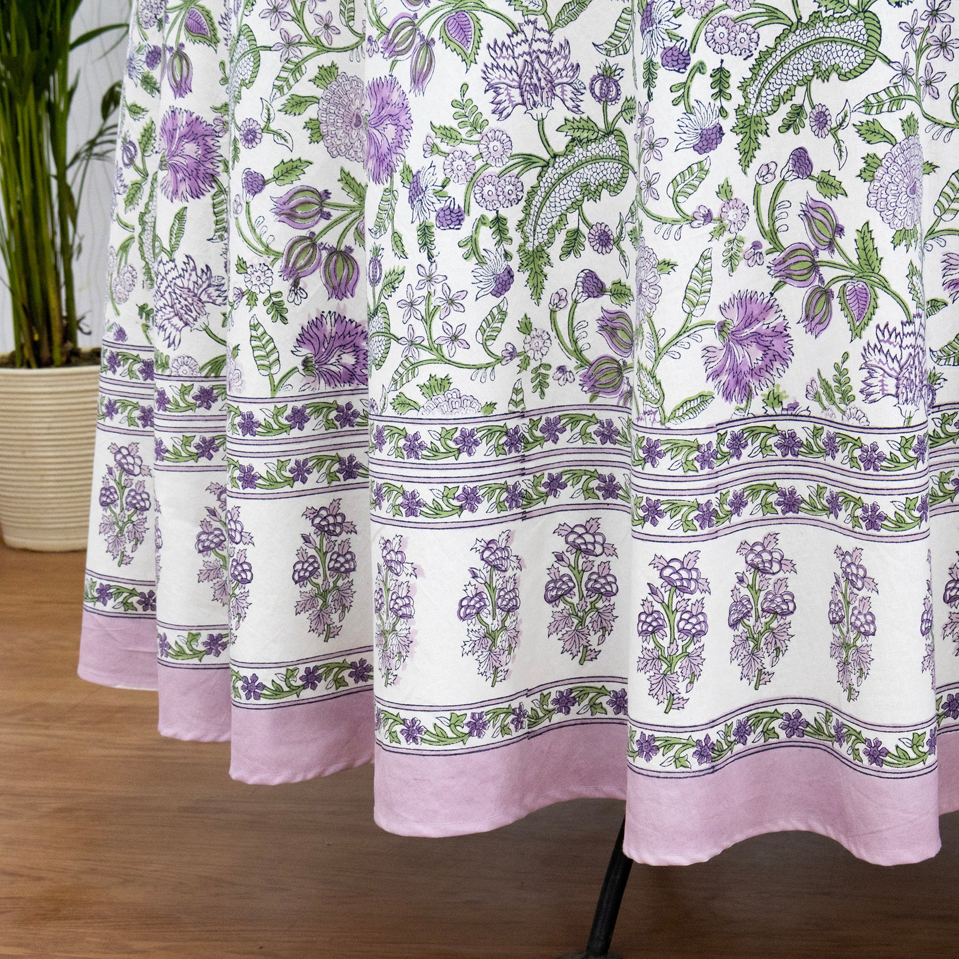 Purple and Green Handmade Round Cotton Tablecloth - My Store