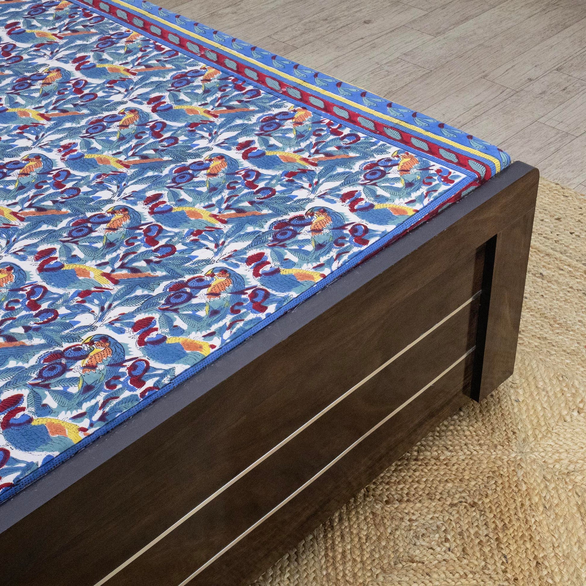 Indian Handmade Block Printed Purple and Red Floral Pattern Cotton Bed sheet For living Room, Kids Room - My Store