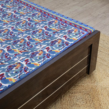 Indian Handmade Block Printed Purple and Red Floral Pattern Cotton Bed sheet For living Room, Kids Room - My Store