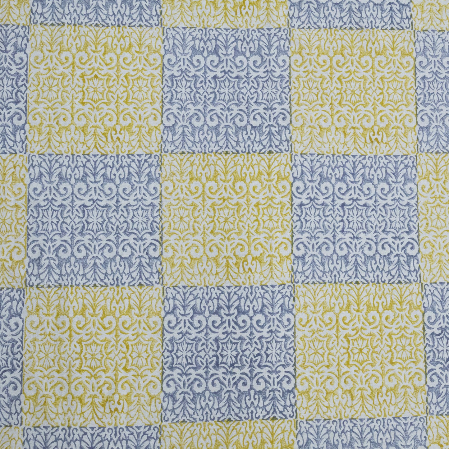 Indian Handmade Block Printed Yellow and Blue Floral Pattern Cotton Bed sheet For living Room, Kids Room - My Store