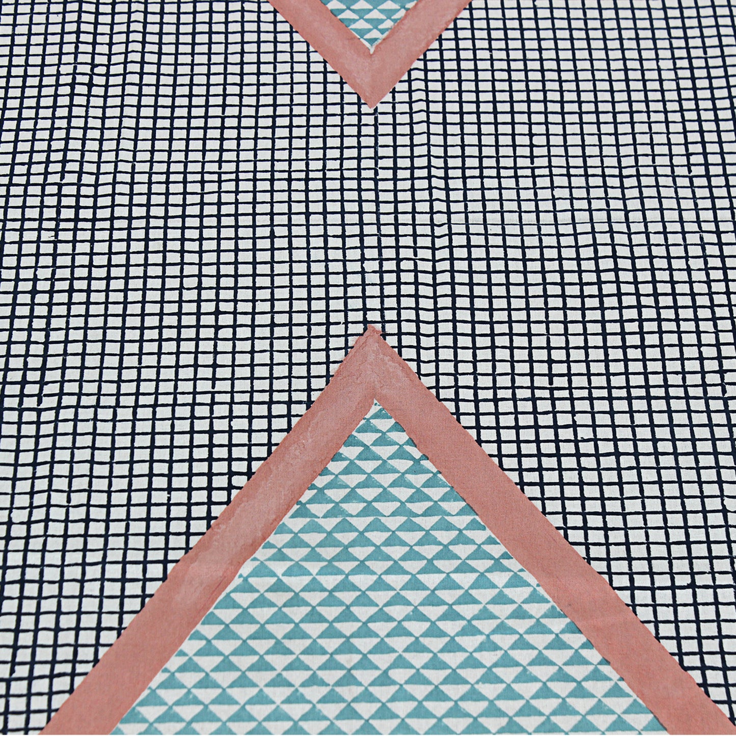 Light Blue and Pink Geometric Printed Cotton Tablecloth - My Store