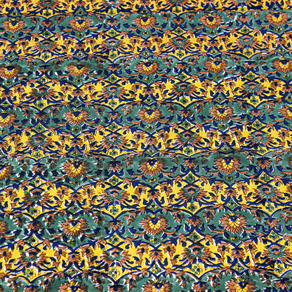 Floral Green Yellow Table Cover - Block Printed table Cloth - My Store