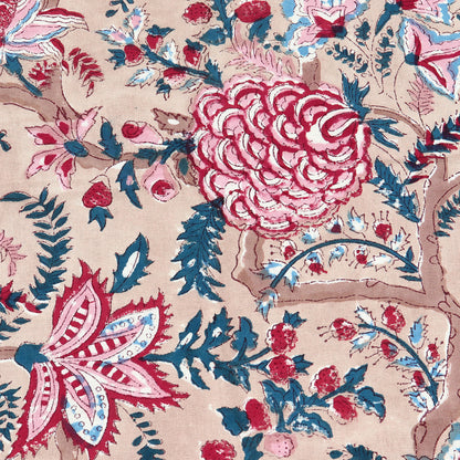 Red and Brown Hand Block Printed Cotton Tablecloth - My Store