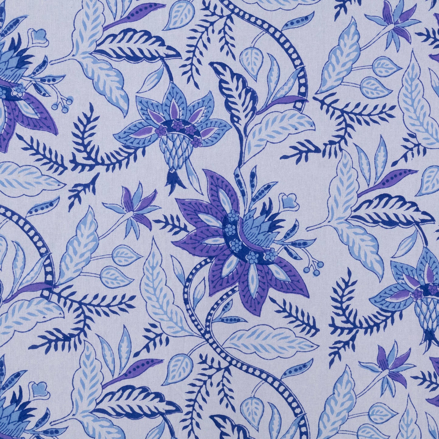 Indian Handmade Block Printed Cotton Purple and White Rectangle Tablecloth - My Store