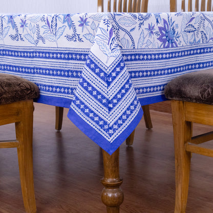 Indian Handmade Block Printed Cotton Purple and White Rectangle Tablecloth - My Store