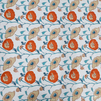 Indian Handmade Block Printed Cotton green and pink Rectangle Tablecloth - My Store