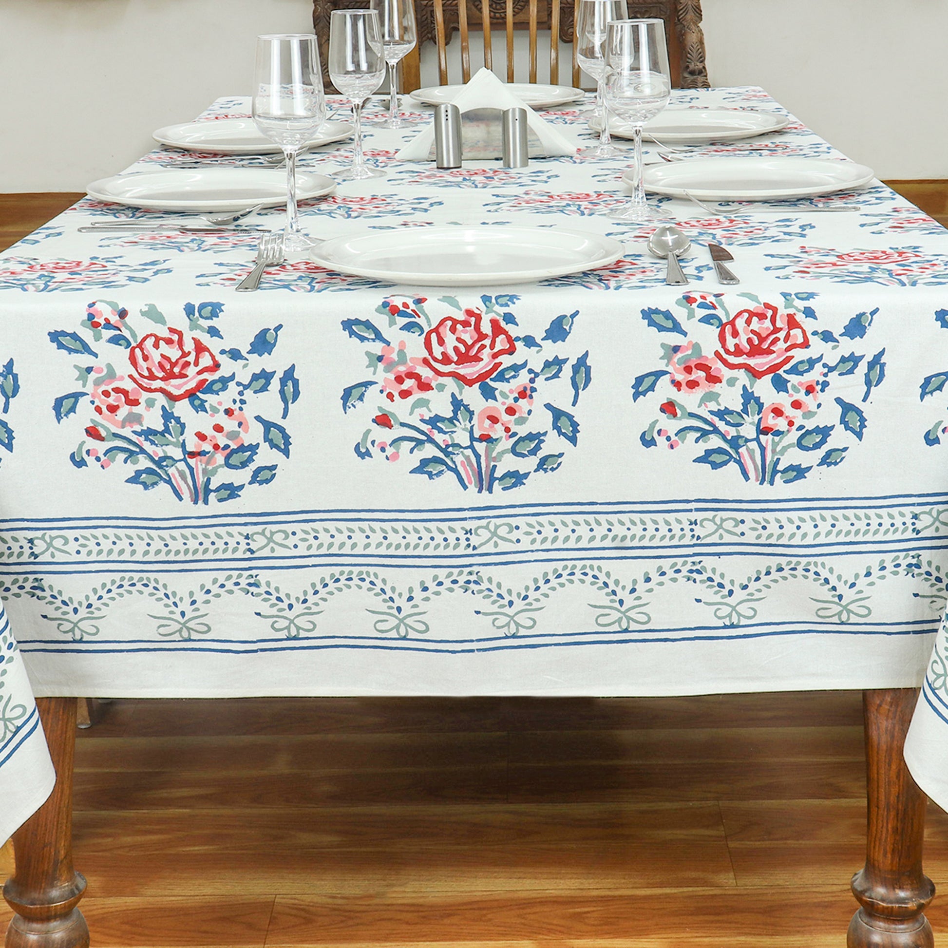 Indian Hand Crafted Block Printed Cotton Tablecloth For Dinning Decor - My Store