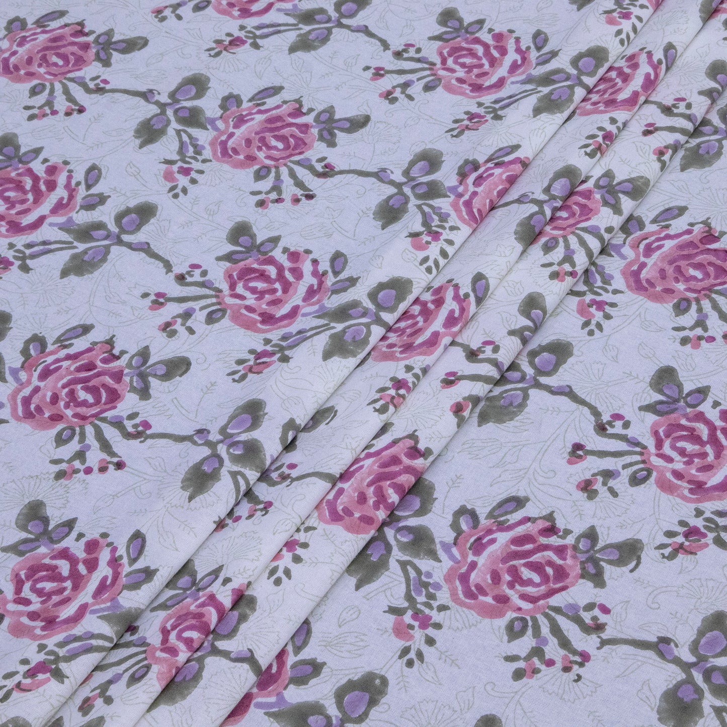 Cotton Bedsheet – Hand Block Floral Print – White and Pink – King, Queen, Twin Sizes - My Store