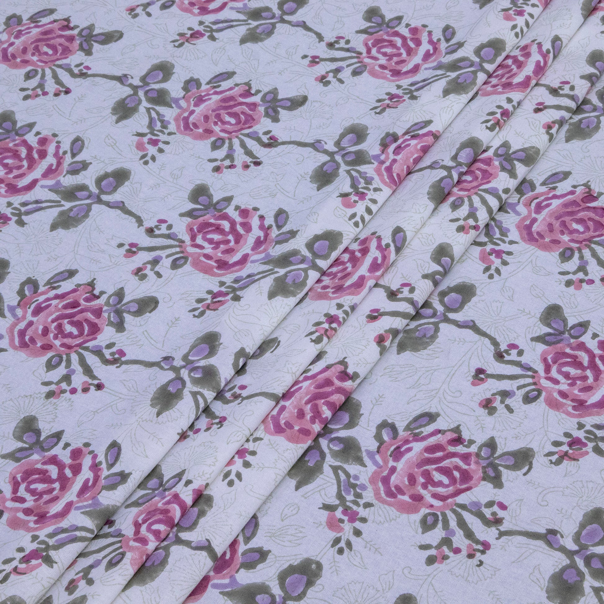 Cotton Bedsheet – Hand Block Floral Print – White and Pink – King, Queen, Twin Sizes - My Store