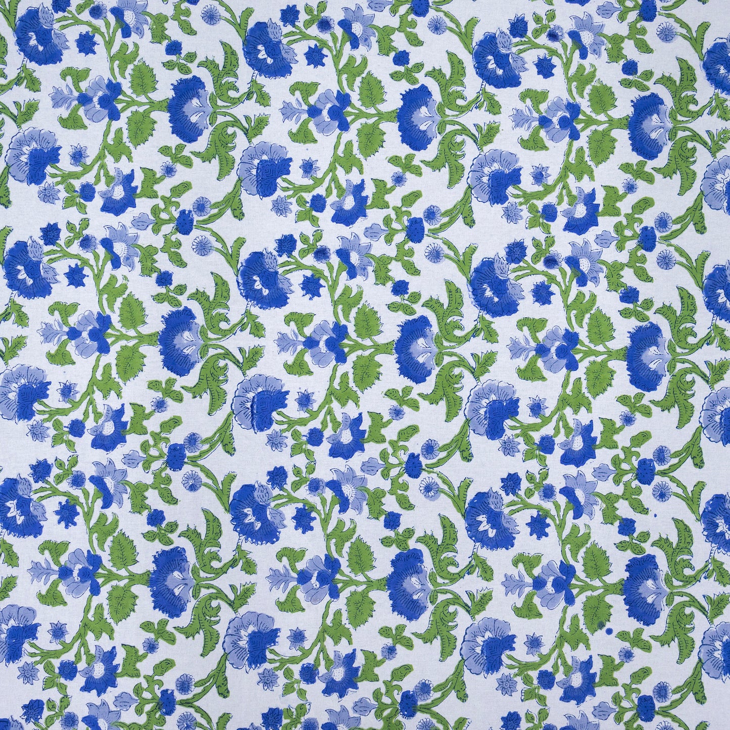 Artisan Block Print Cotton Tablecloth, Blue and Green Indian Rectangle Dining Cover - My Store