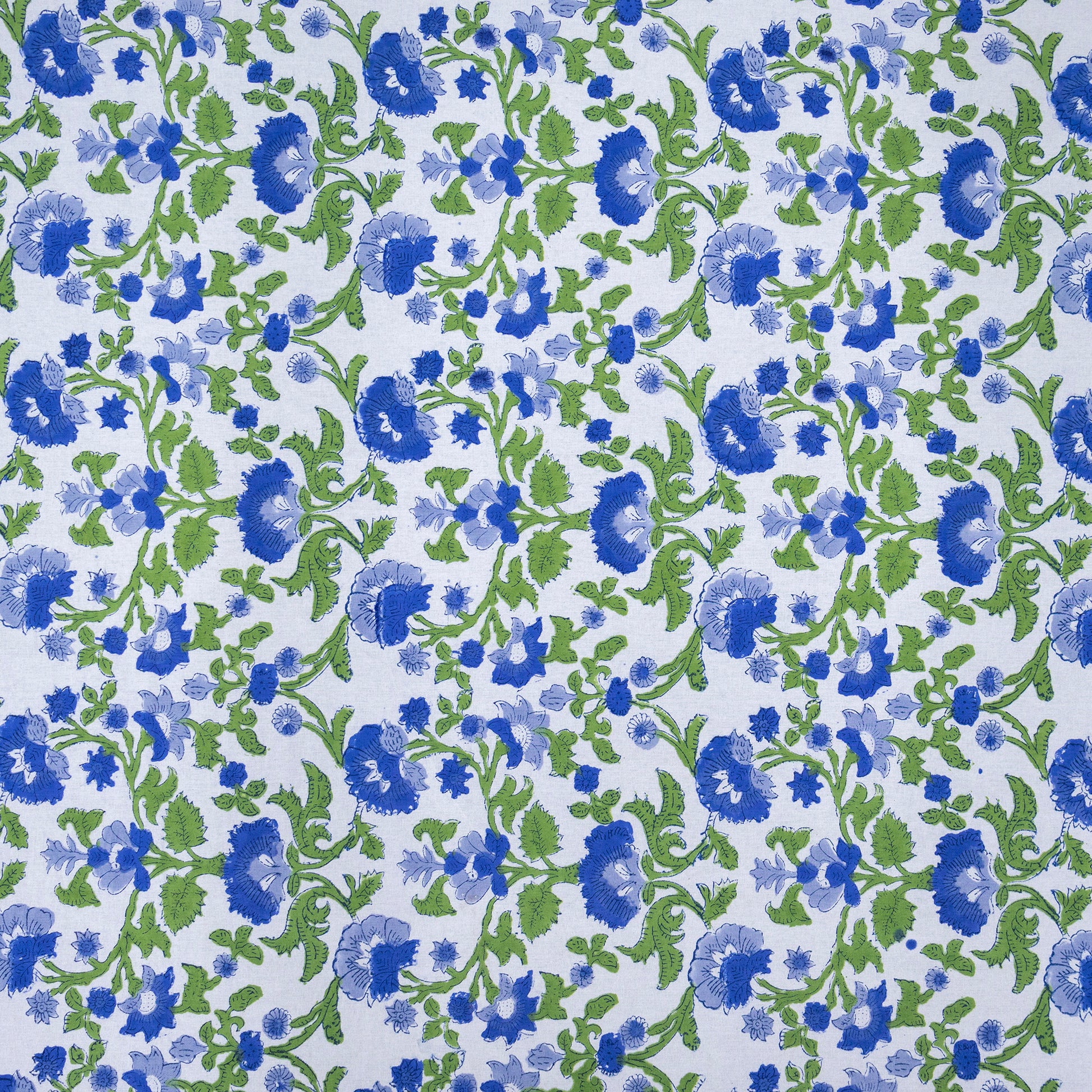 Artisan Block Print Cotton Tablecloth, Blue and Green Indian Rectangle Dining Cover - My Store