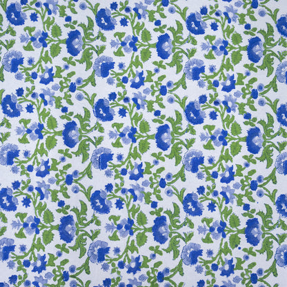 Artisan Block Print Cotton Tablecloth, Blue and Green Indian Rectangle Dining Cover - My Store