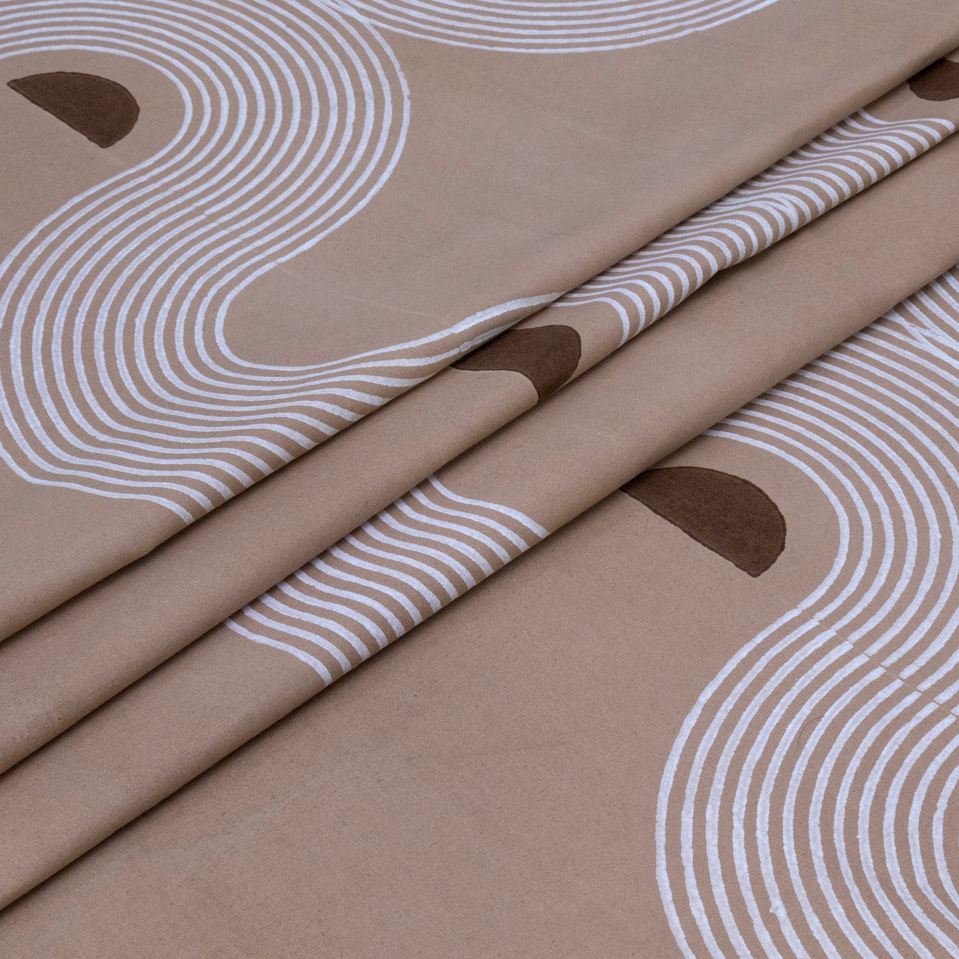 Cotton Bedsheet – Hand Block Floral Print – Beige and Brown – King, Queen, Twin Sizes - My Store