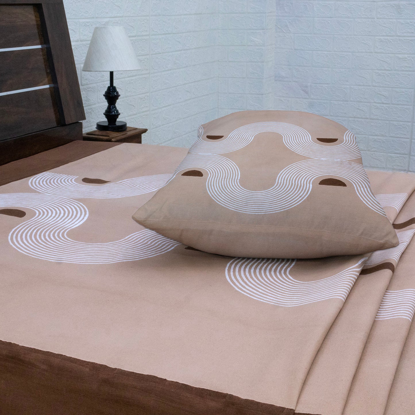 Cotton Bedsheet – Hand Block Floral Print – Beige and Brown – King, Queen, Twin Sizes - My Store