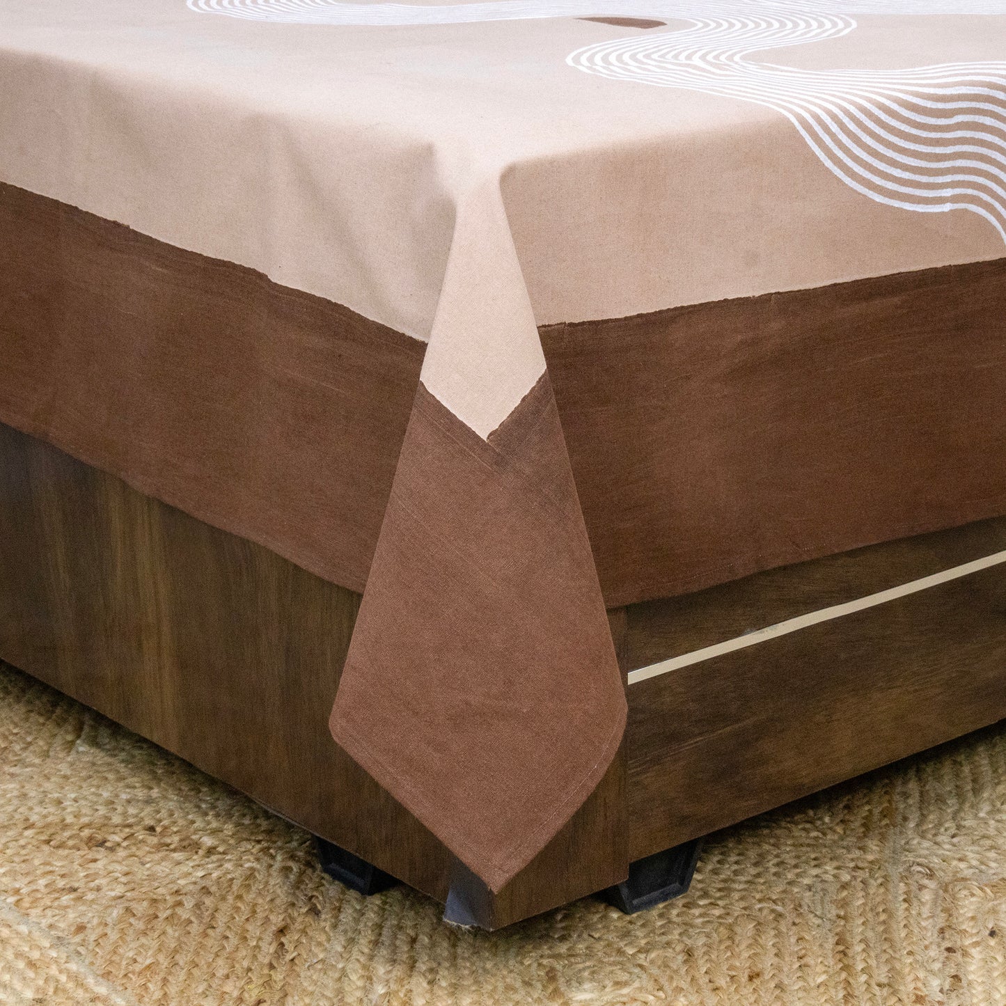 Cotton Bedsheet – Hand Block Floral Print – Beige and Brown – King, Queen, Twin Sizes - My Store