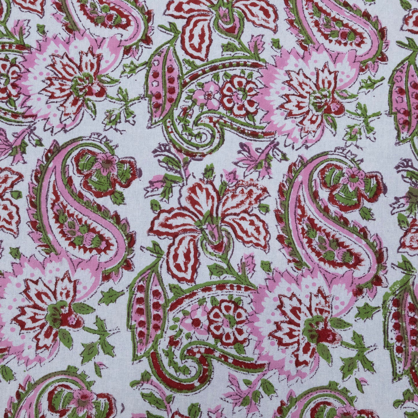 Cotton Bedsheet – Hand Block Floral Print – Pink and Green – King, Queen, Twin Sizes - My Store