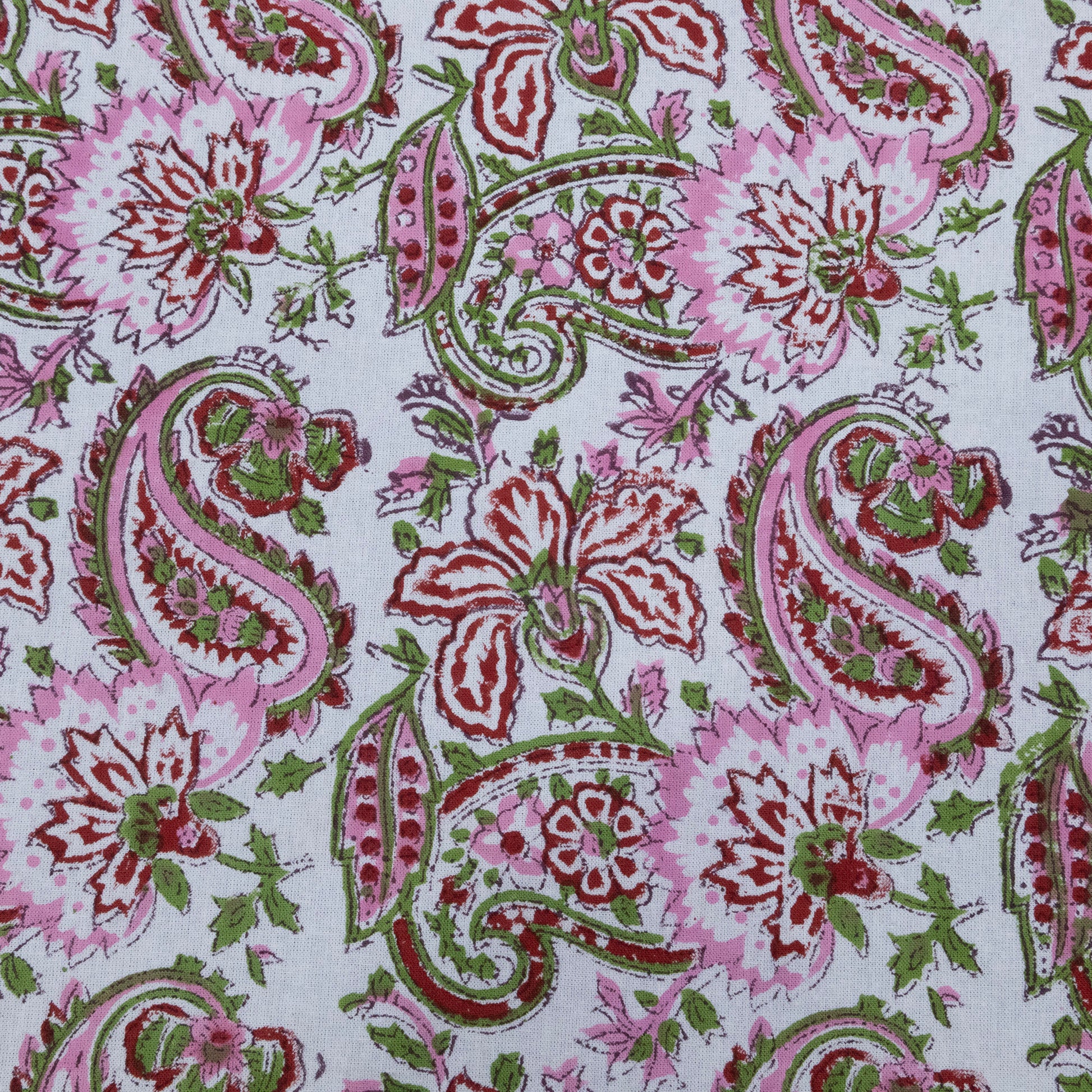Cotton Bedsheet – Hand Block Floral Print – Pink and Green – King, Queen, Twin Sizes - My Store