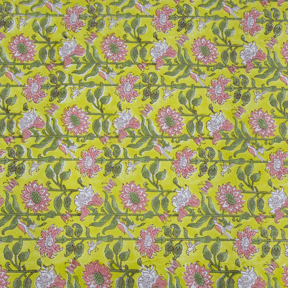 Yellow Dinning Table Cover Indian Block Printed Cotton Tablecloth - My Store
