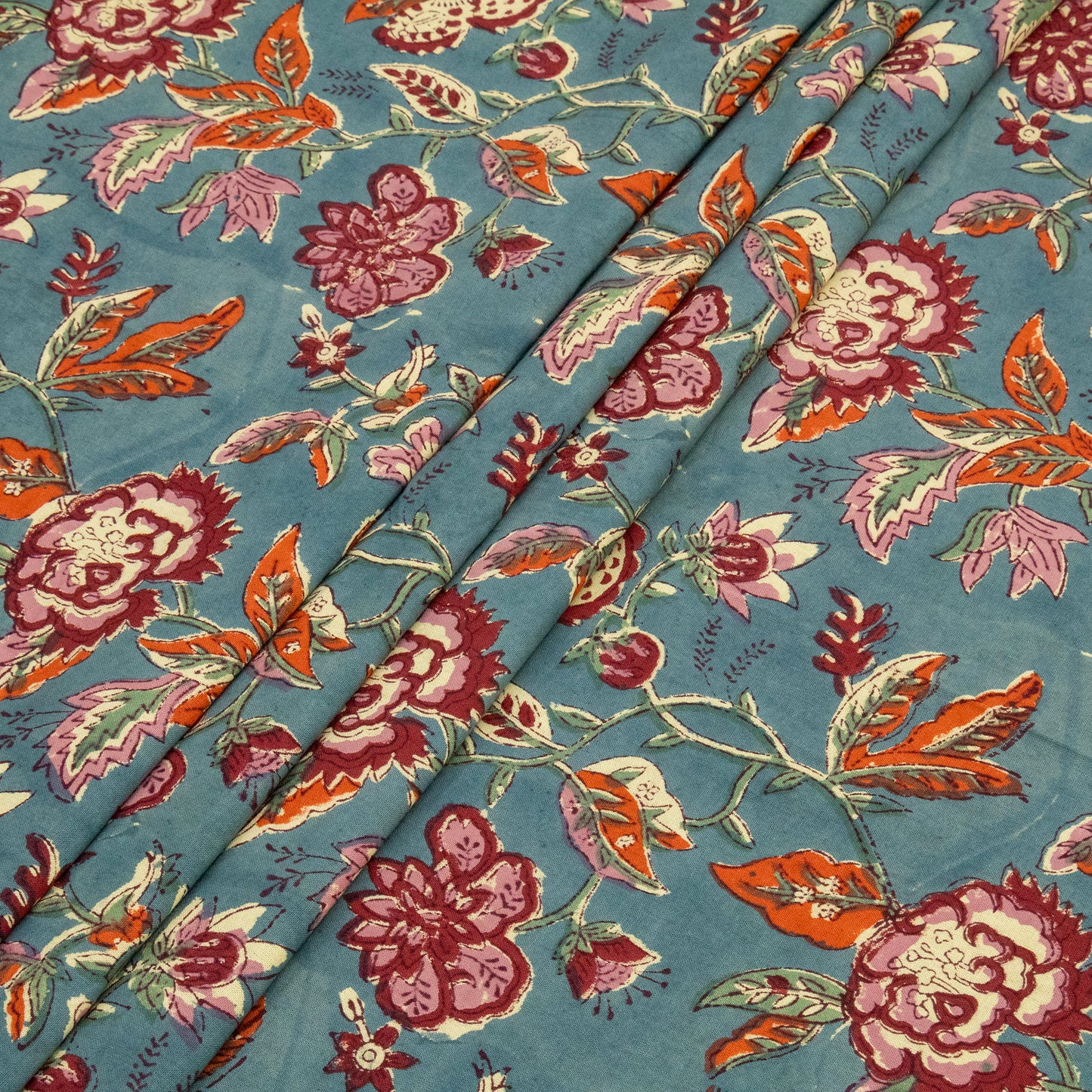 Indian Handmade Block Printed Pink and White Floral Pattern Cotton Bed sheet For living Room, Kids Room - My Store