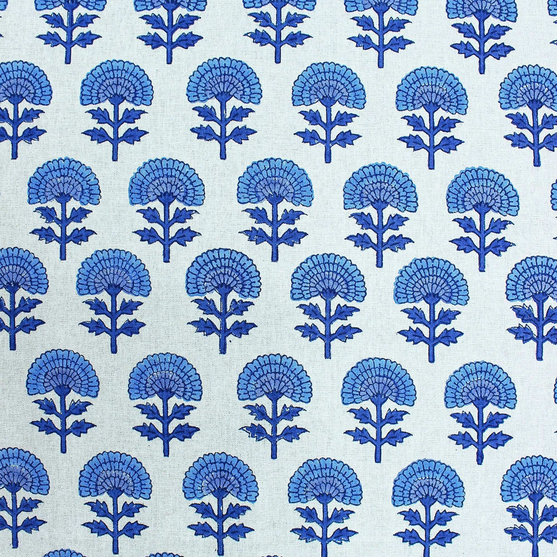 White and Blue Hand Block Printed Cotton Tablecloth - My Store