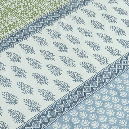 Handmade Block Printed Cotton Grey White Tablecloth For Dinning Decor - My Store