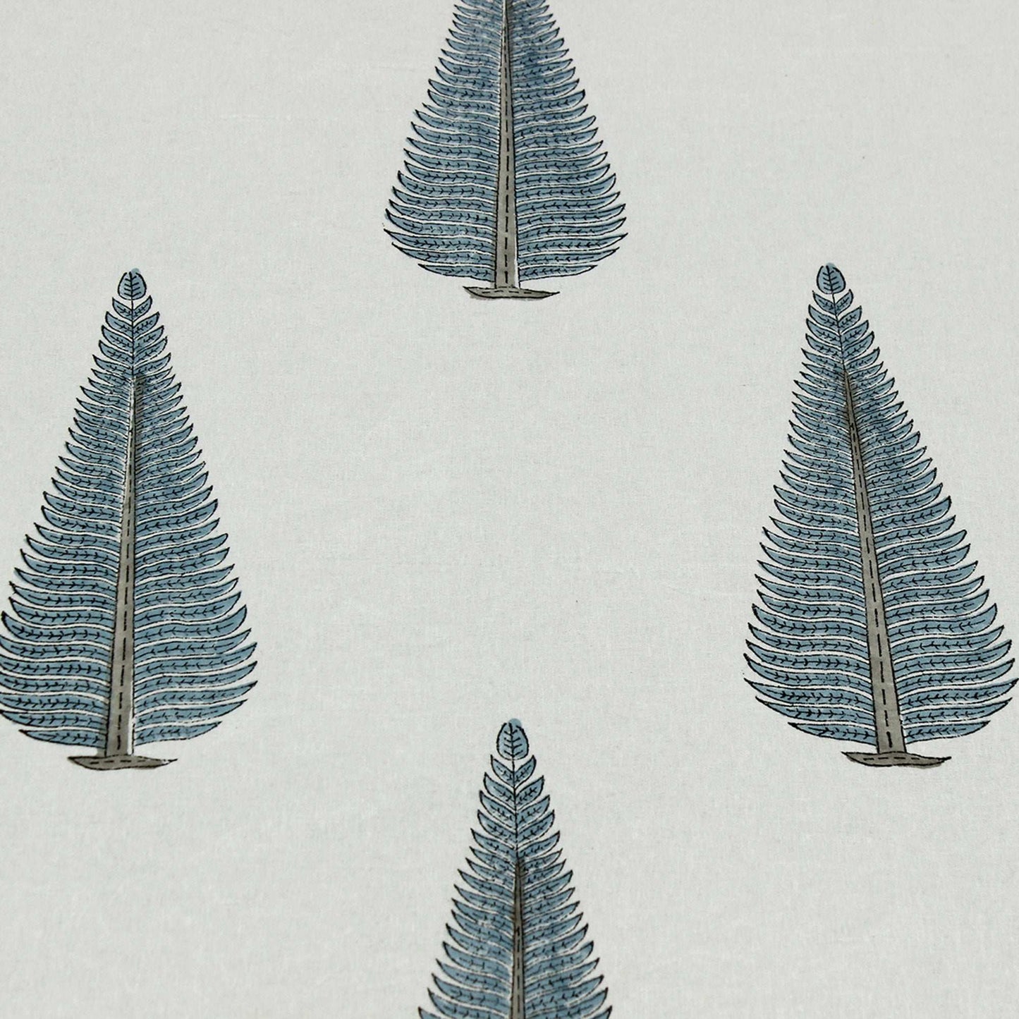 White and Blue Indian Hand Block Floral Printed Cotton Tablecloth with Border design - My Store