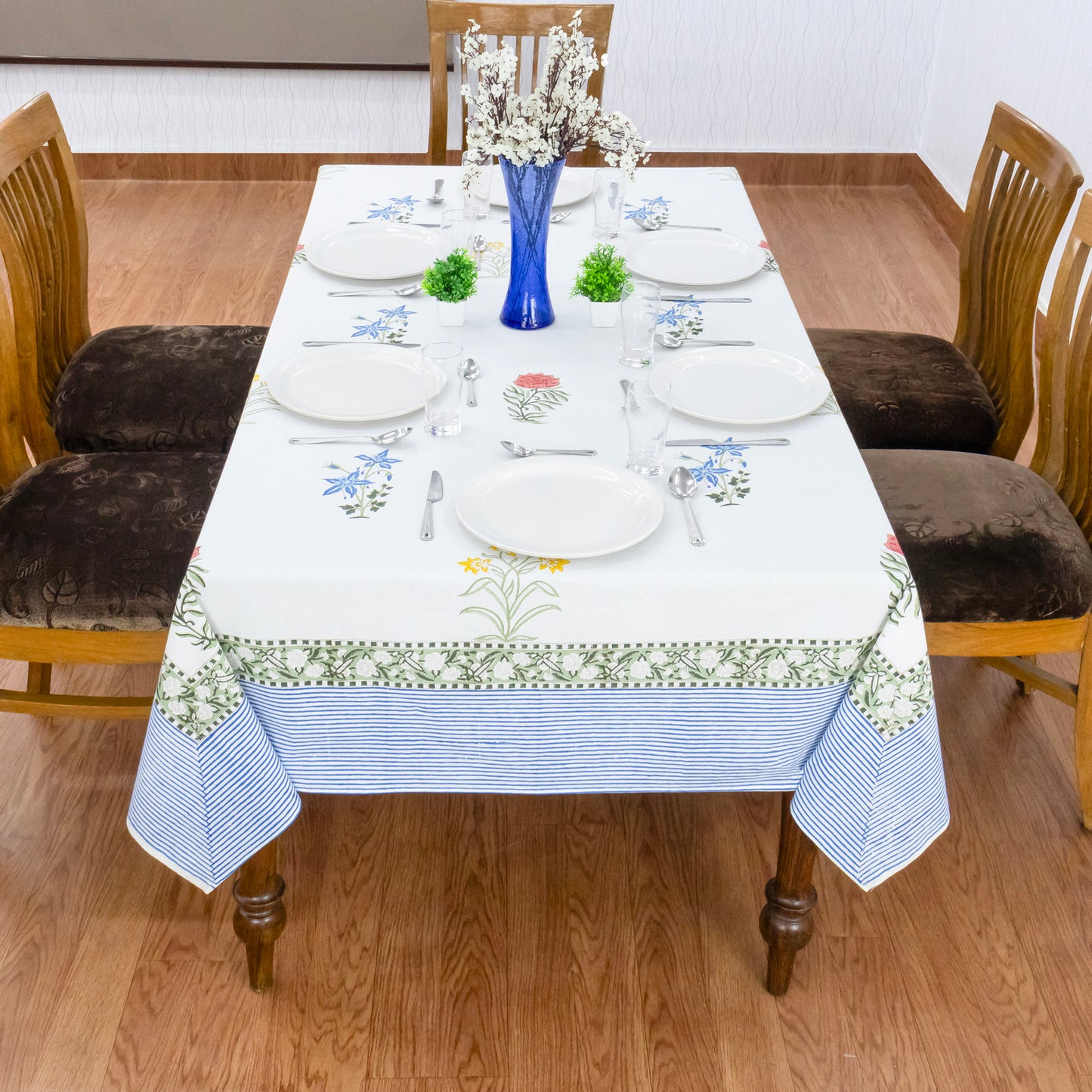 handmade tablecloth, white and blue tablecloth, block printed table cover, cotton table cover, premium cotton tablecloth, floral tablecloth, indian tablecloth, Jaipuri tablecloth, green and pink table linens, boho home decor, table cover for dinning table cover, rectangle table cover, table cloth for dinning decor, custom table cloth,  washable table cloth, outdoor tablecloth, indoor tablecloth, gifts for fathers day