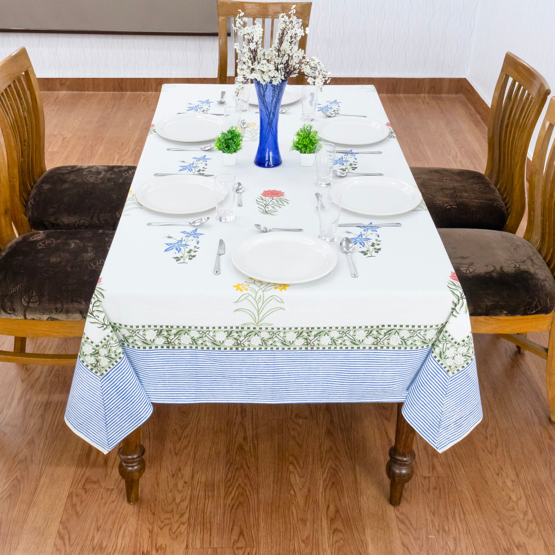 handmade tablecloth, white and blue tablecloth, block printed table cover, cotton table cover, premium cotton tablecloth, floral tablecloth, indian tablecloth, Jaipuri tablecloth, green and pink table linens, boho home decor, table cover for dinning table cover, rectangle table cover, table cloth for dinning decor, custom table cloth,  washable table cloth, outdoor tablecloth, indoor tablecloth, gifts for fathers day