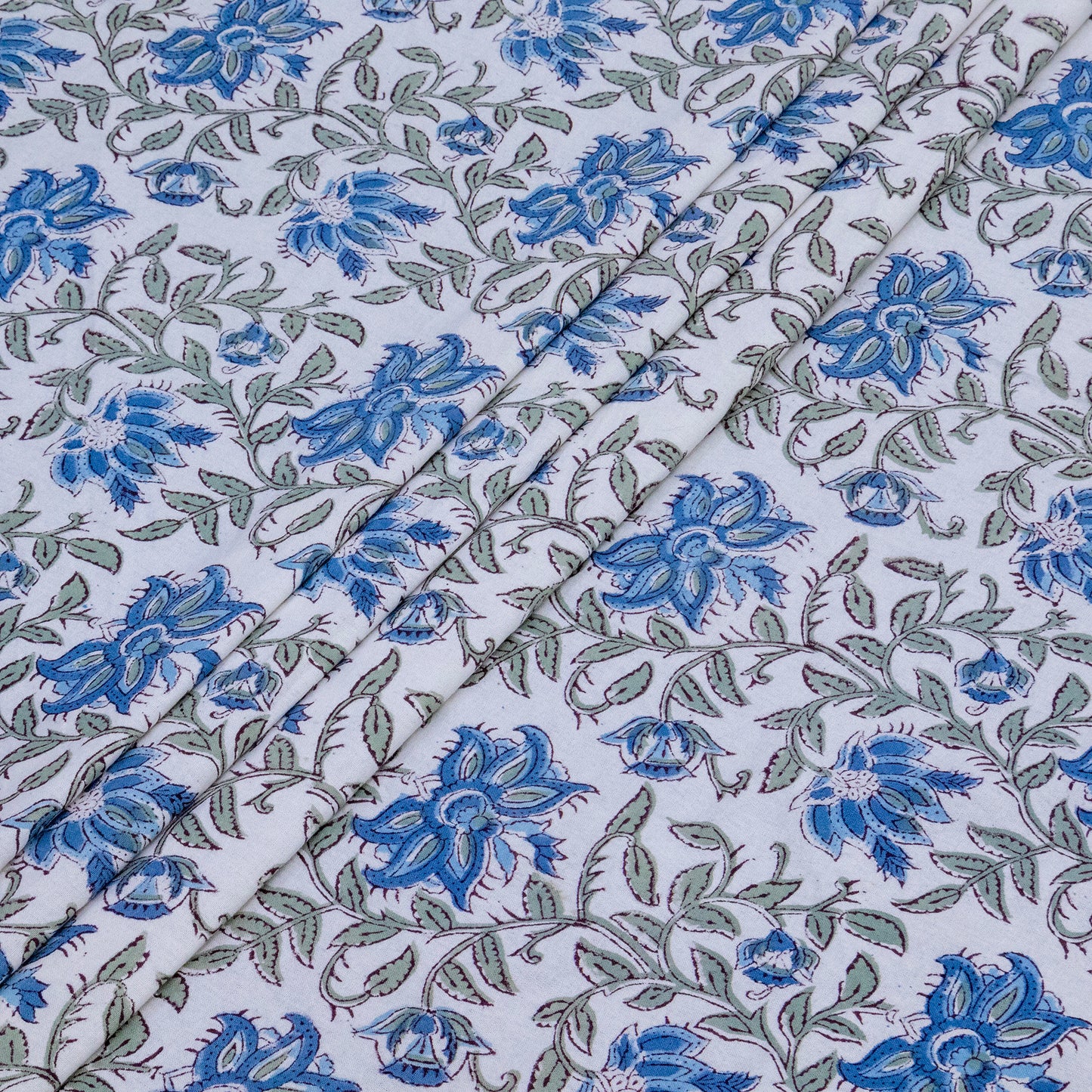 Cotton Bedsheet – Hand Block Floral Print – Blue and Yellow – King, Queen, Twin Sizes - My Store