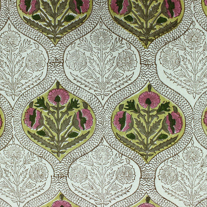 Yellow Indian Hand Block Printed Cotton Cloth Tablecloth With Floral Border - My Store