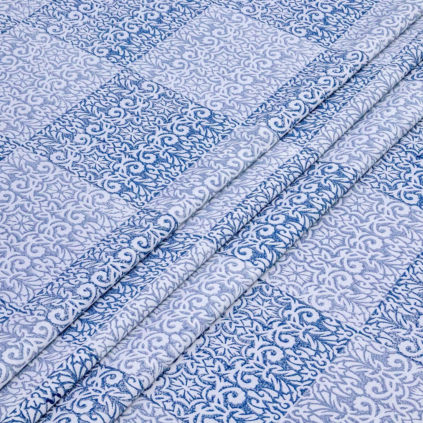 Indian Handmade Block Printed Blue and Gray Floral Pattern Cotton Bed sheet For living Room, Kids Room - My Store