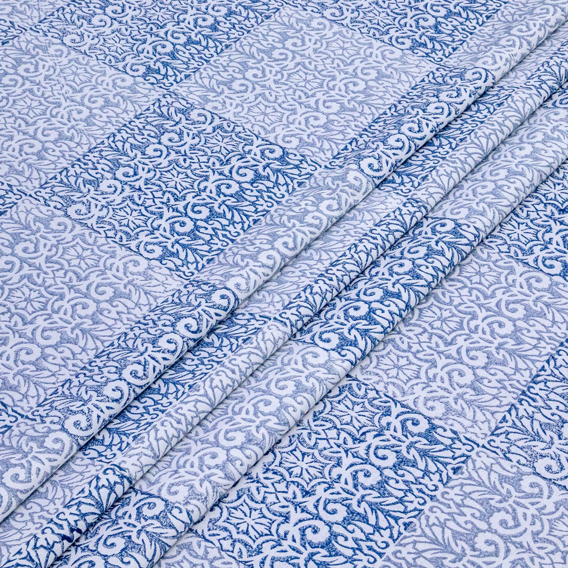 Indian Handmade Block Printed Blue and Gray Floral Pattern Cotton Bed sheet For living Room, Kids Room - My Store