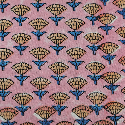 Pink and Blue Handmade Block Printed Cotton Tablecloth - My Store