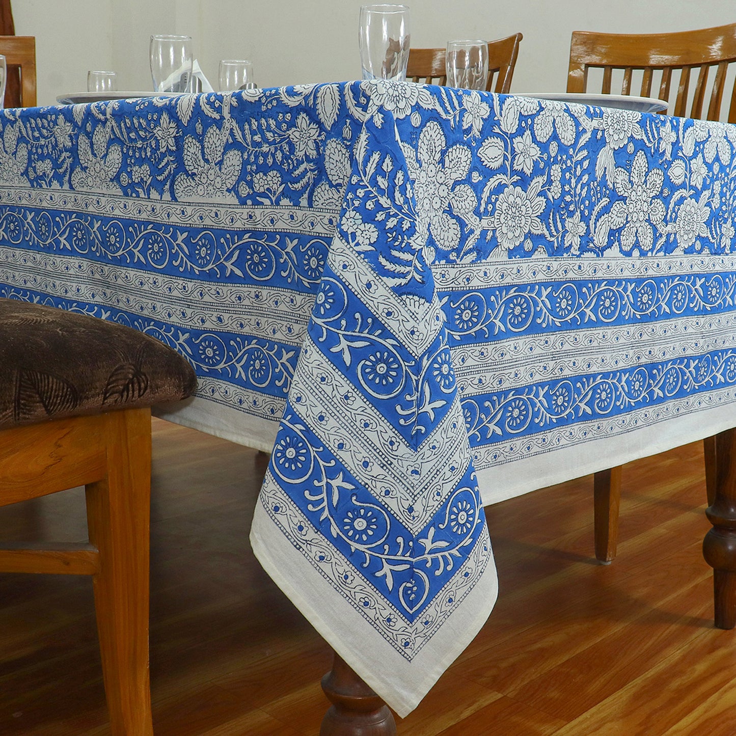 Indian Handmade block Print Floral Rectangle Dinning Table Cover - My Store