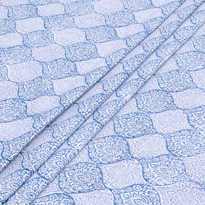 Indian Handmade Block Printed Blue and Gray Floral Pattern Cotton Bed sheet For living Room, Kids Room - My Store