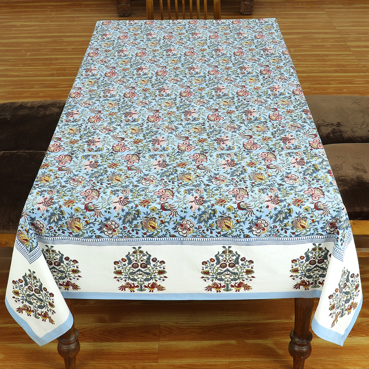 Hand Block Print Tablecloth Blue And White Cotton Table Cover & Linen - My Store
