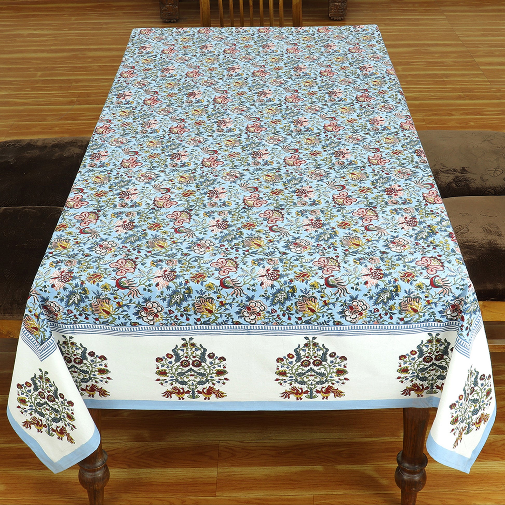 Hand Block Print Tablecloth Blue And White Cotton Table Cover & Linen - My Store