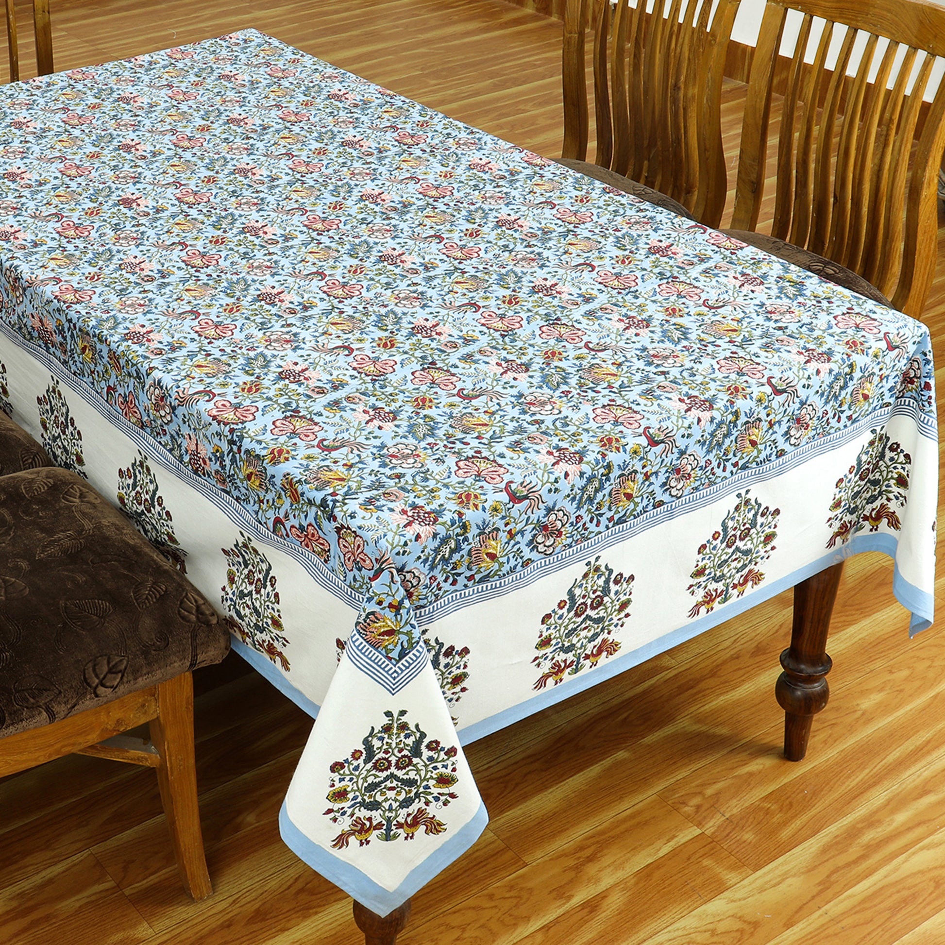 Hand Block Print Tablecloth Blue And White Cotton Table Cover & Linen - My Store