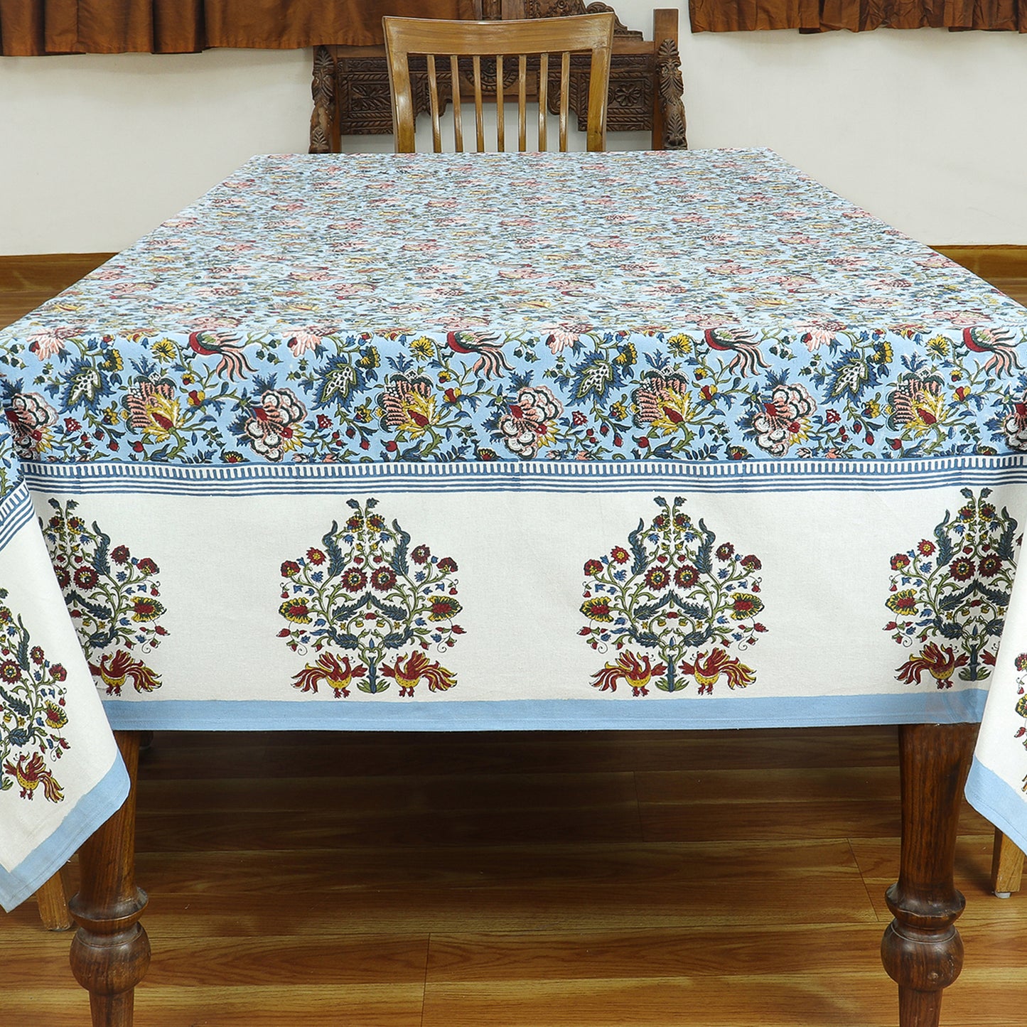 Hand Block Print Tablecloth Blue And White Cotton Table Cover & Linen - My Store