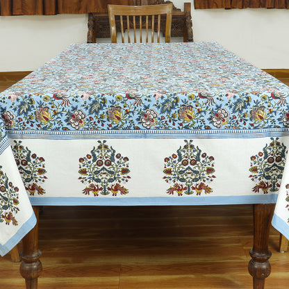 Hand Block Print Tablecloth Blue And White Cotton Table Cover & Linen - My Store