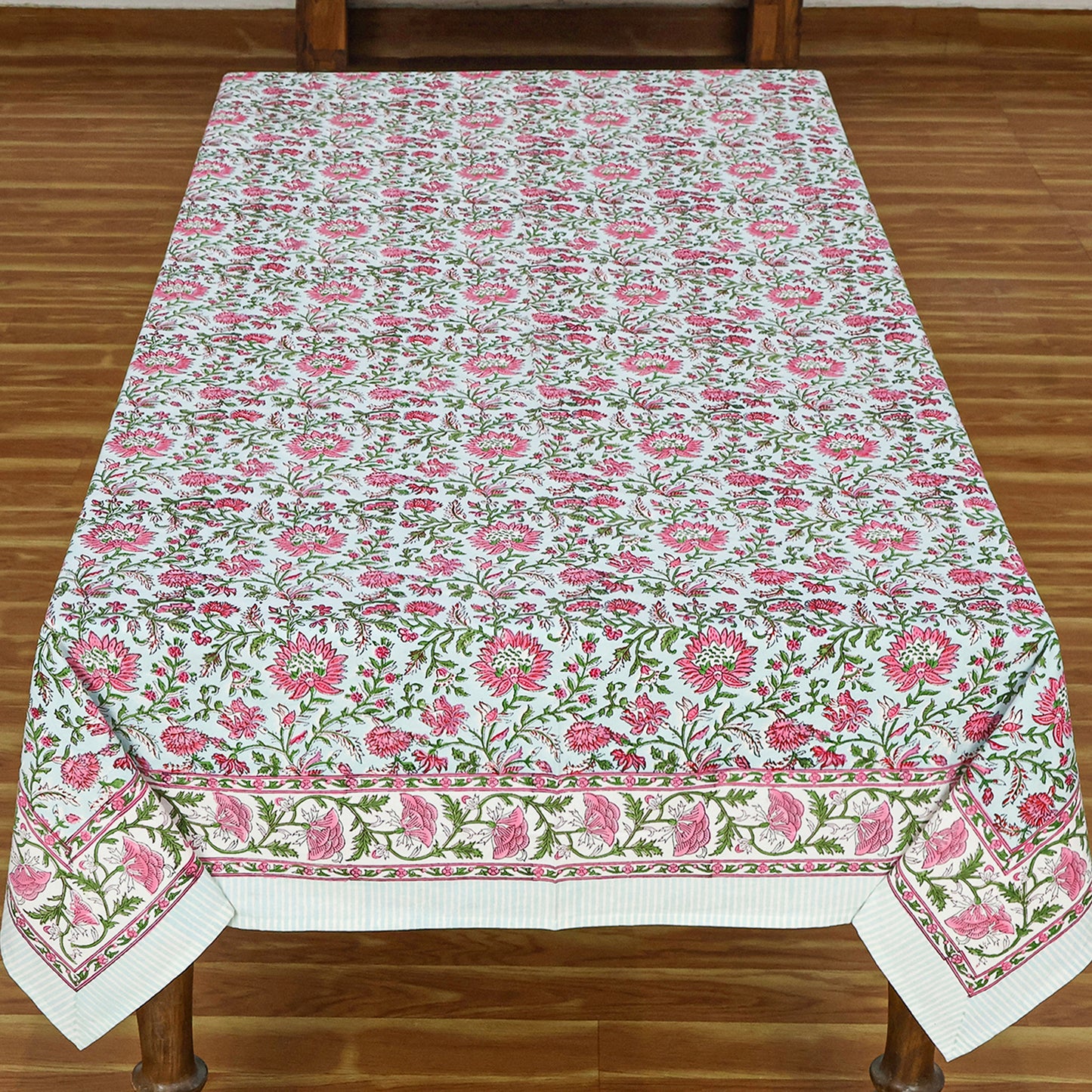 Floral Hand Block Printed Rectangle Dinning Tablecloth - My Store