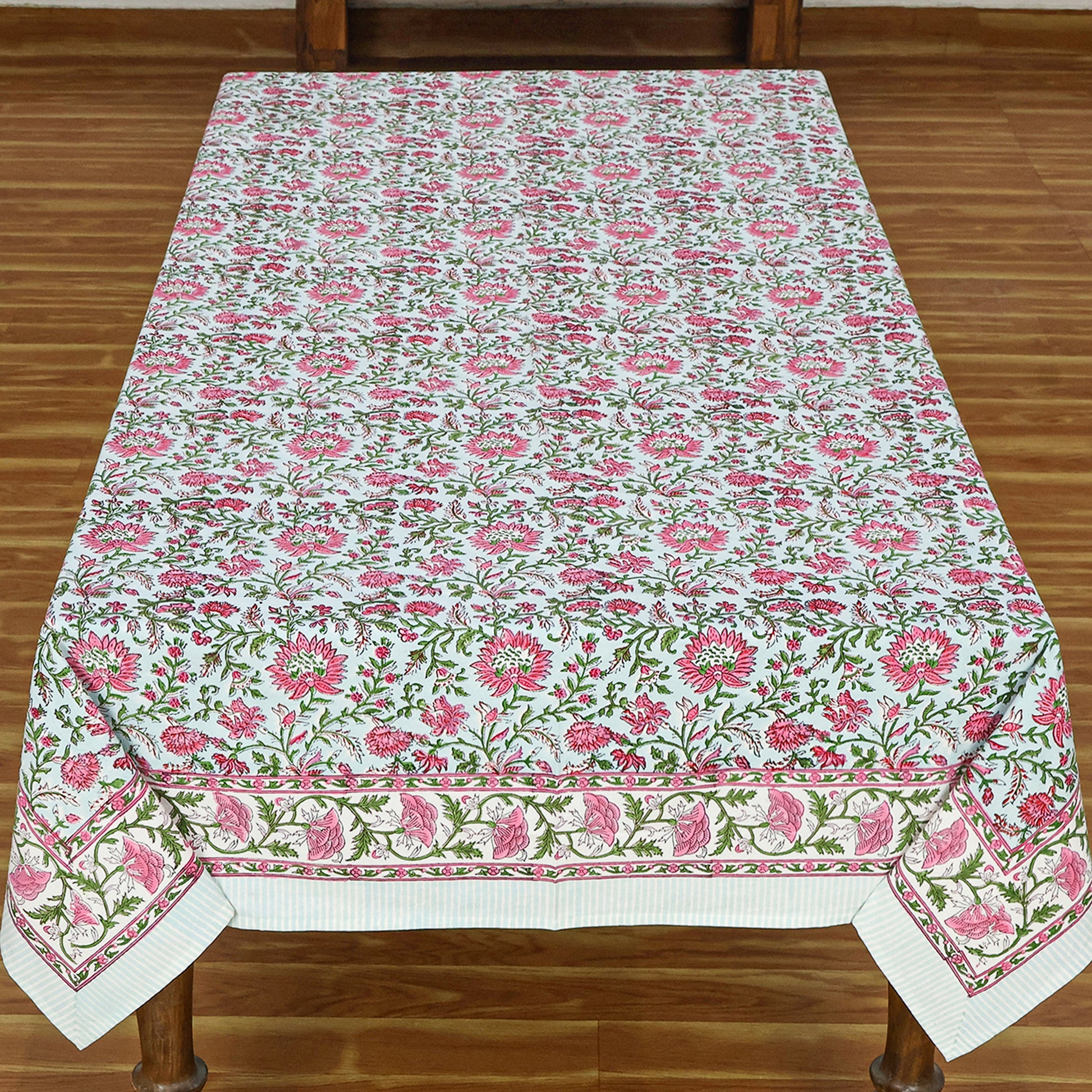 Floral Hand Block Printed Rectangle Dinning Tablecloth - My Store
